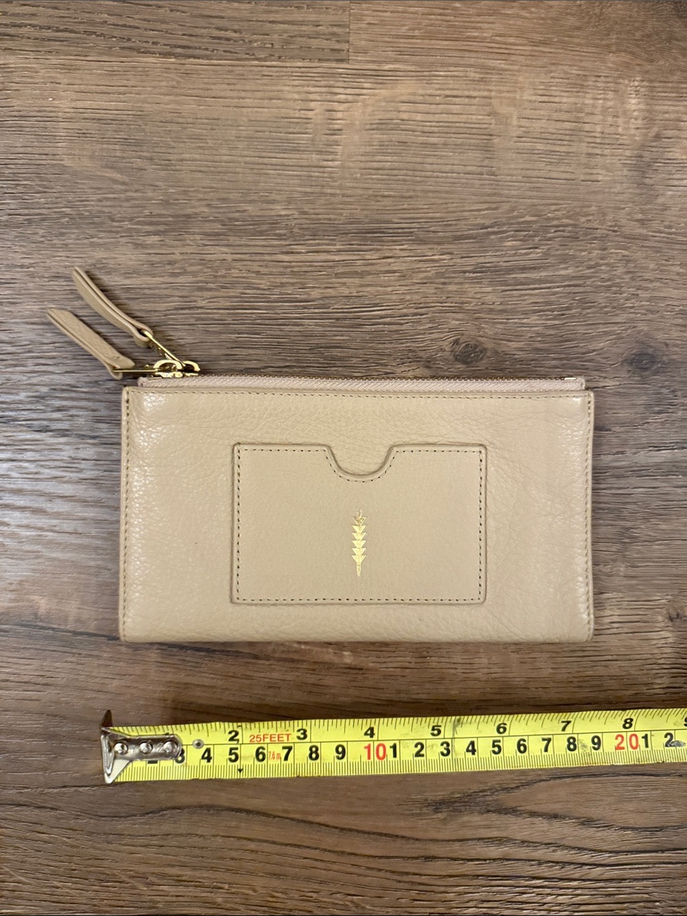 Thacker Leather large Zip Wallet with multi Card Pockets and snaps - Beige tan